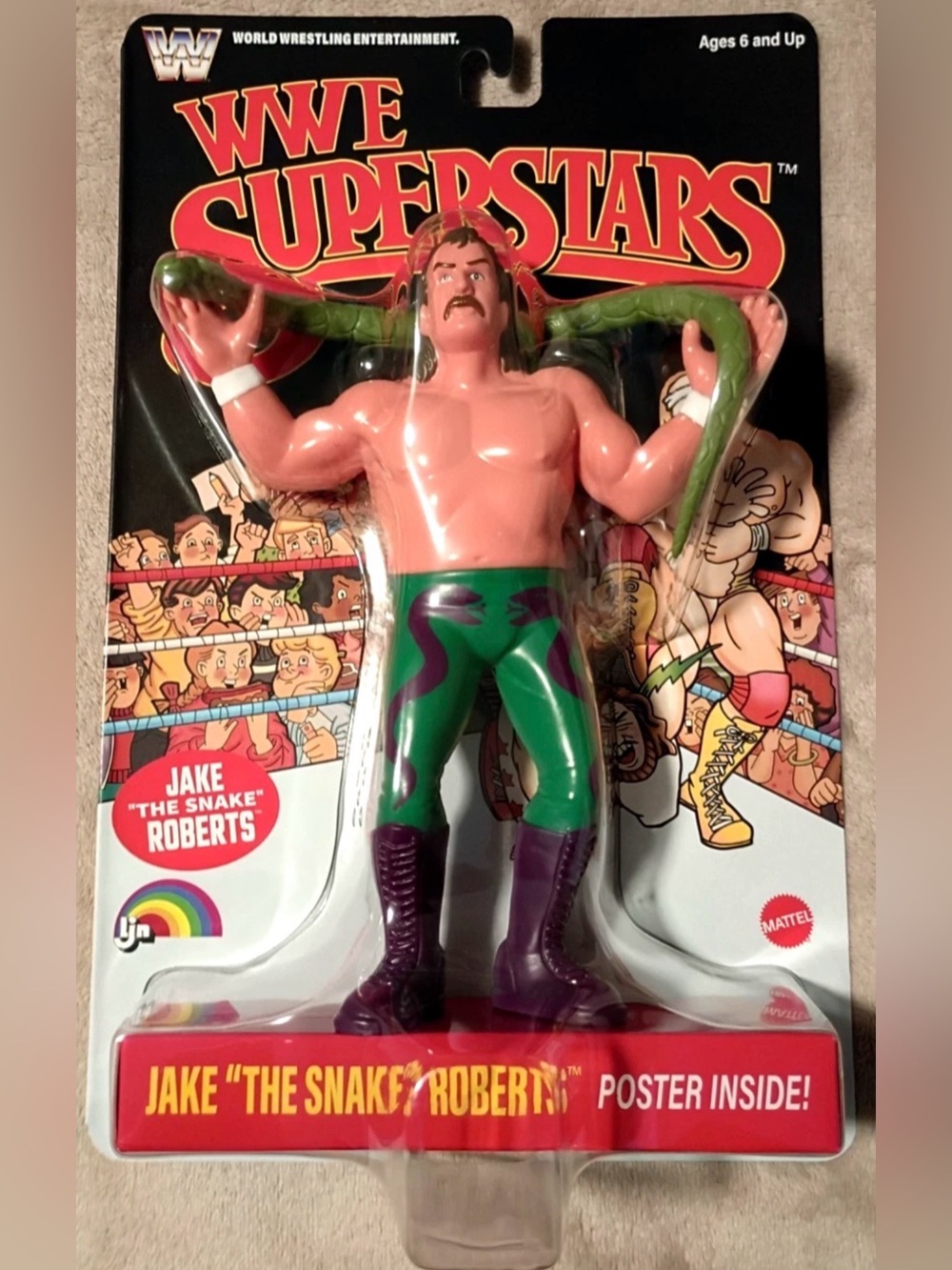 Mattel LJN WWE Wrestling Superstars Jake The Snake Roberts Black Card CHASE NEW